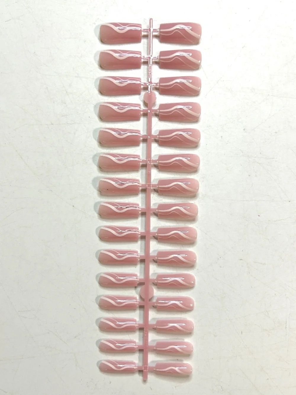 Pink & White Swirl Medium Square Press On Nails